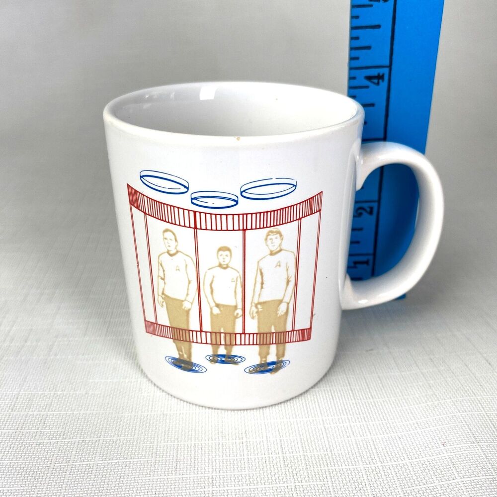 Vintage 1989 STAR TREK Transporter Room Crew White Coffee MUG! PARAMOUNT